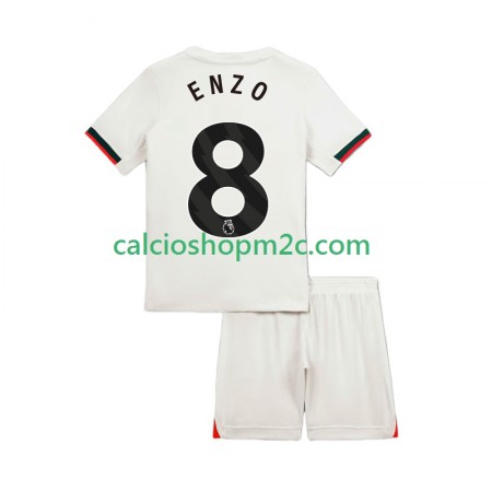 Chelsea Enzo Fernandez 8 Bambino Maglia Trasferta 2025/2026 Manica Corta
